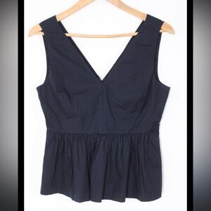J. Crew V-Neck Tank Top NWOT Women’s size 8 Navy Peplum Style Summer Preppy